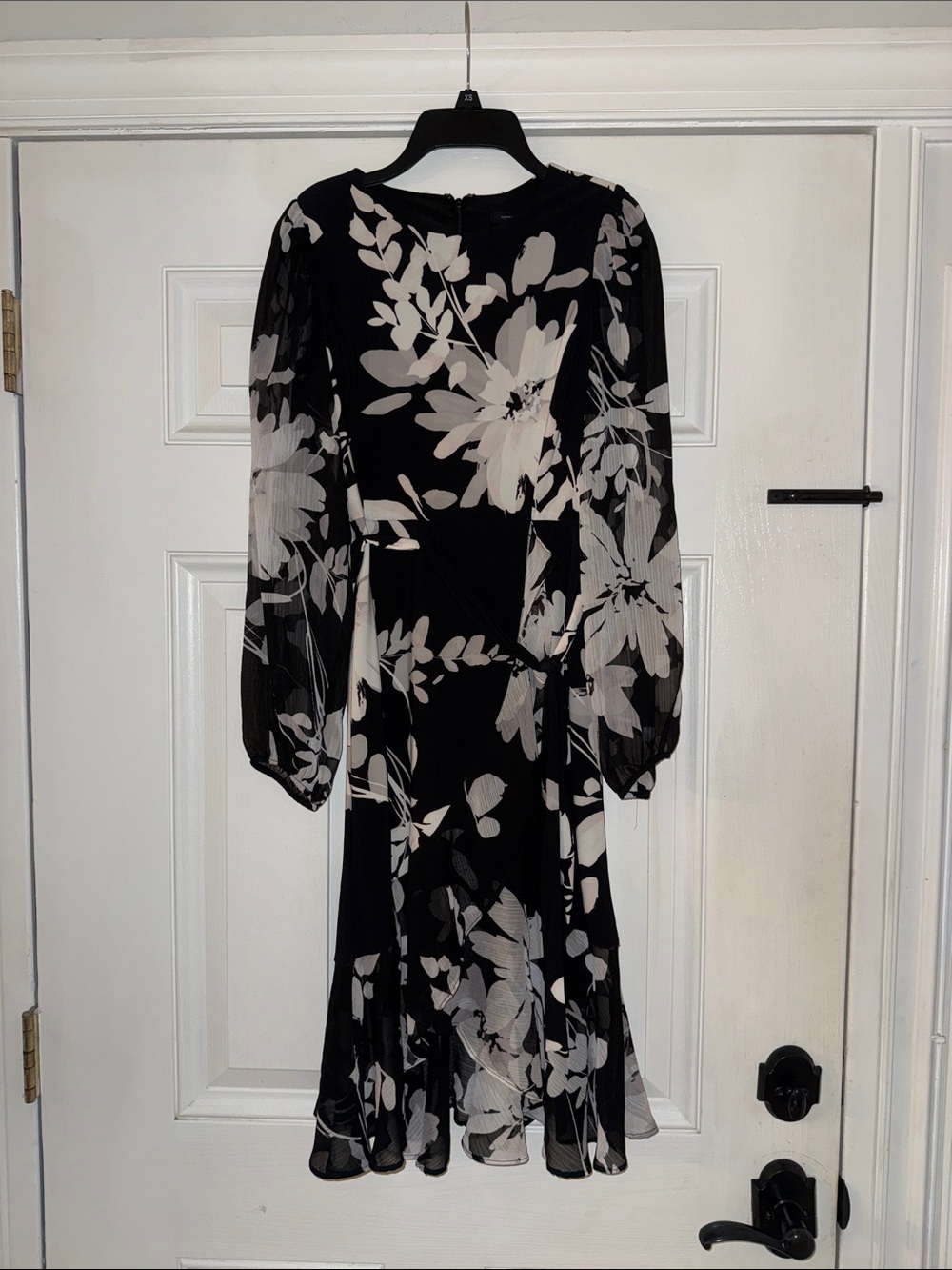 Tommy Hilfiger Black and White Floral Midi Dress